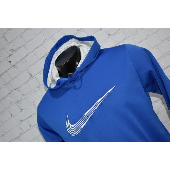 Nike Hoodie Pullover Mens Size Medium Therma-Fit Performance Blue Polyester - Picture 2 of 5